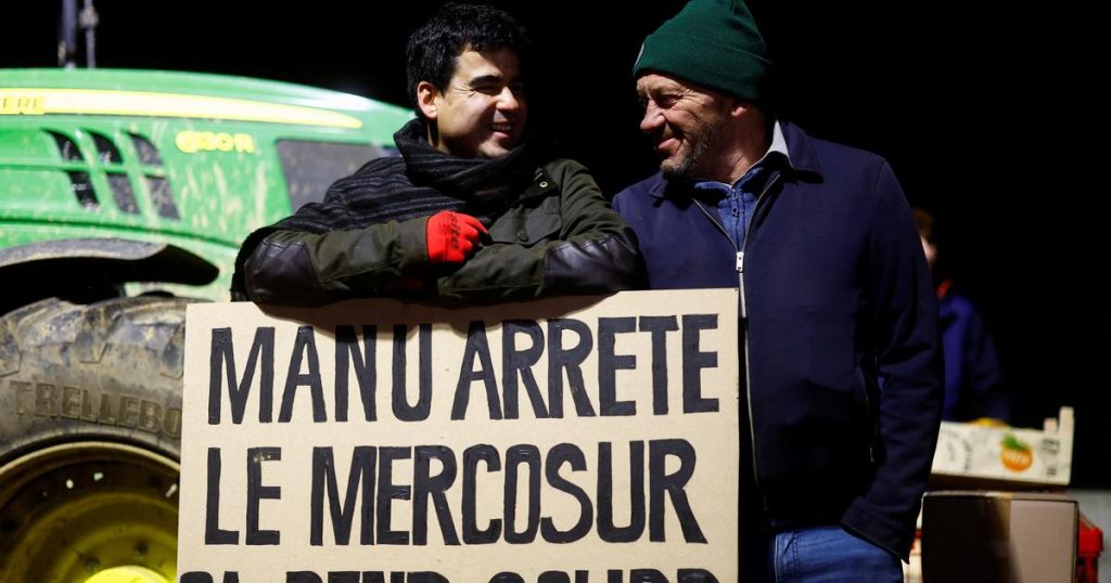 Farmers protest against EU-Mercosur free trade deal, near Paris