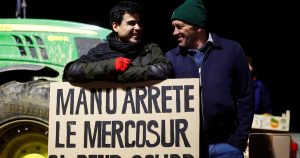 Farmers protest against EU-Mercosur free trade deal, near Paris